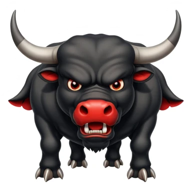angry black bull pawing the ground, with red eyes sticker