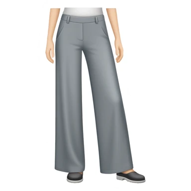only gray wide leg pants, flat product photography, plain garment item isolated on white, no human elements, no limbs, just the pants sticker