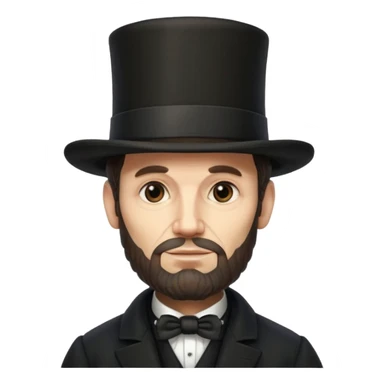 Illustrate Abraham Lincoln with tall hat, beard & classic black coat sticker