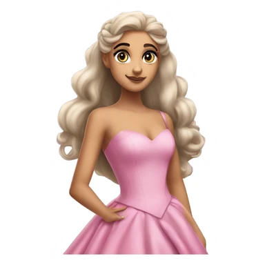Realistic face Ariana Grande as Galinda from wicked wearing long flowing pink dress  sticker