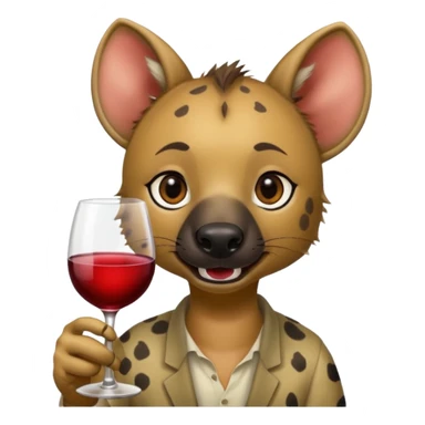 hyena with glass of wine sticker