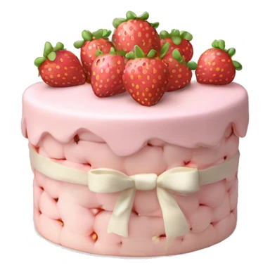 Light Pink strawberries and cream birthday cake with in bow sticker
