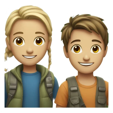 smiling girl and boy outdoors sticker