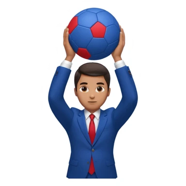 business man in a blue suit and red tie, carrying a huge dark blue ball above his head emoji sticker