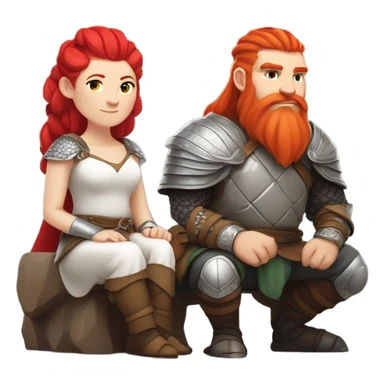  White Viking red head pale skin beautiful dragon  queen with a Viking solder with a gray man bun built white solder on a dragon  sticker