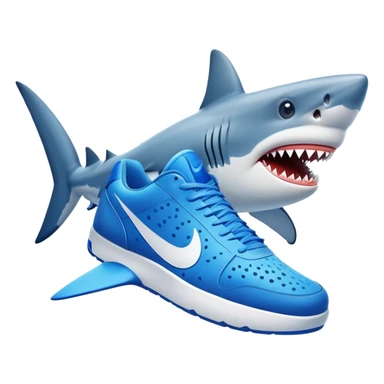 Un tiburón con zapatos nike azules sticker