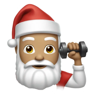 White santa with a dumbbell in hand sticker