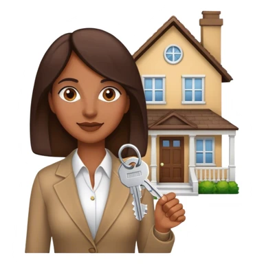 brown lady in real estate job with house sticker