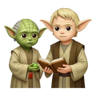 Yoda teaching Luke skywalker from "Star Wars" the movie sticker