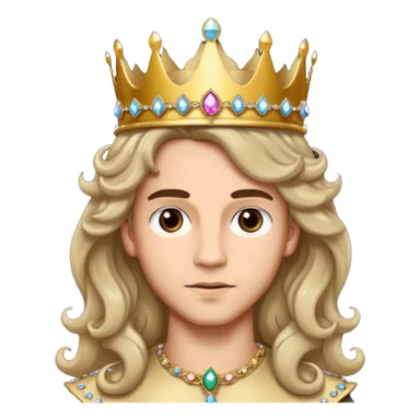 Princes with long glam curled hair, dark brown eyes, light skin tone.  sticker