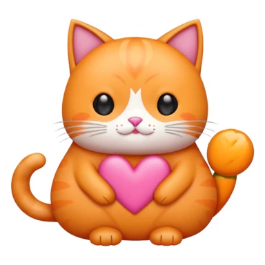 Gato naranja corazón rosa cuerpo entero kawaii sticker