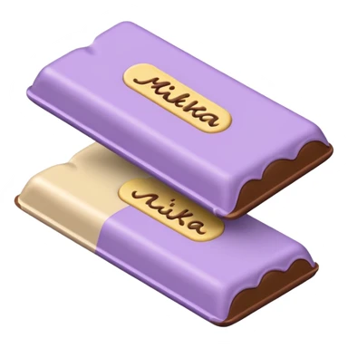 emoji style flat illustration, pastel lilac Milka chocolate bar, beige pink yellow accent tones, light grain, no background, pinterest sticker aesthetic sticker