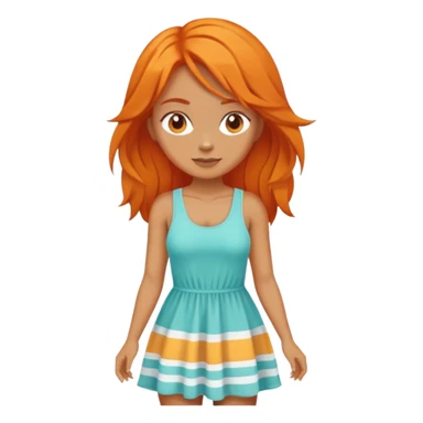 orange hair woman with beach outfit dress full body sticker