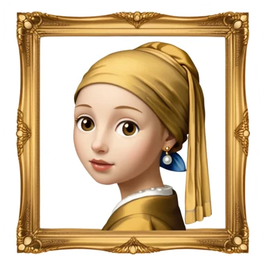 Johannes Vermeer, Girl with a Pearl Earring,  in gold frame sticker