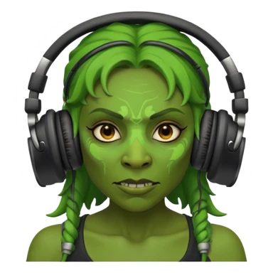 ork  woman with headphones sticker
