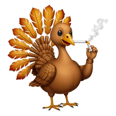 a headless turkey smoking a cigarette sticker
