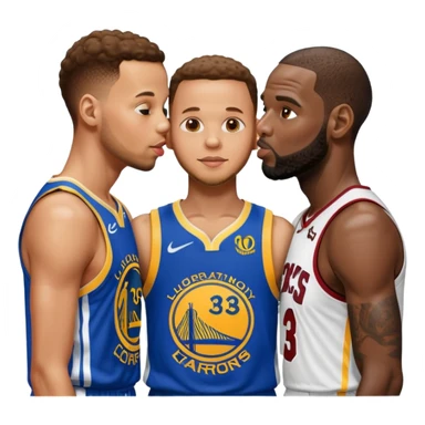 Steph curry, LeBron, and Anthony Edward’s kissing sticker