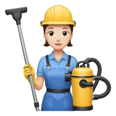 técnico de limpieza sujetando una aspiradora sticker