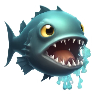 Anglerfish with glowing lure, sharp teeth, and big eyes. sticker