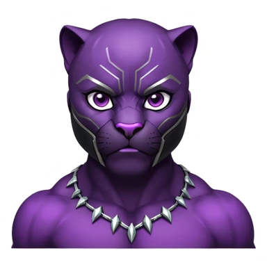 black panther with purple eyes, surprised face sticker