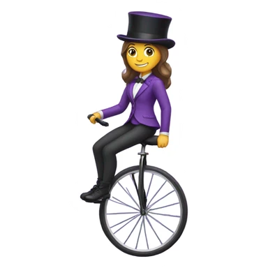 Girl in purple wearing a top hat riding a unicycle sticker