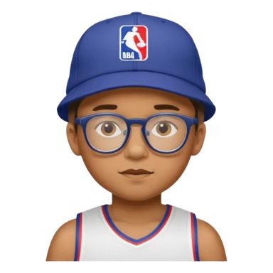 glasses child with hat and nba jersey sticker