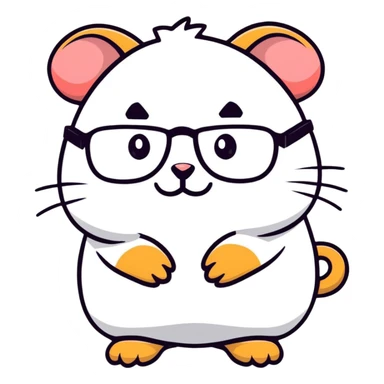 hamster dressed as a philosopher, with glasses and a thoughtful pose sticker