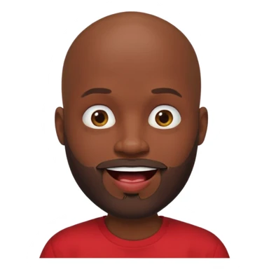 "Cartoon-style bald man with dark skin, beard, red shirt & puckered lips in a playful, meme-like expression." sticker