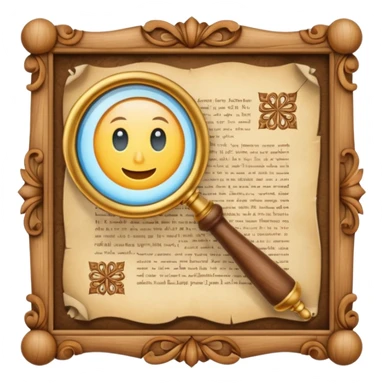 a magnifying glass over a scroll, representing the careful study and interpretation of texts sticker