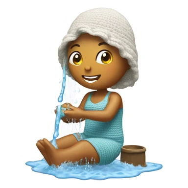 Woman crocheting in the shower sticker