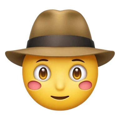 round emoji wearing fedora, looking left suspiciously sticker