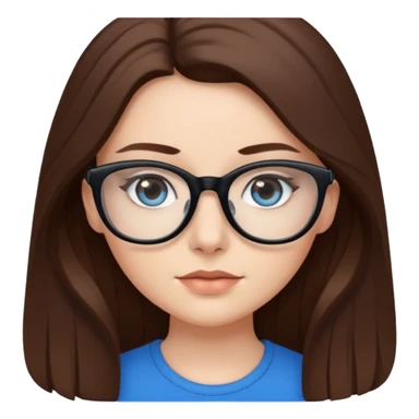 white fancy girl with long and brown hair black glasses sticker
