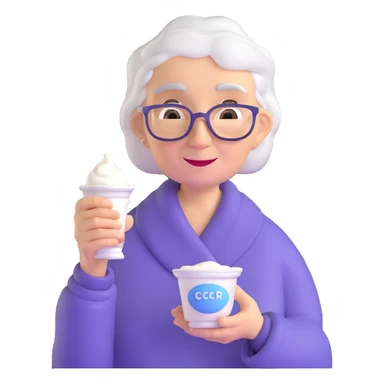 grandmother offering yogurt sticker