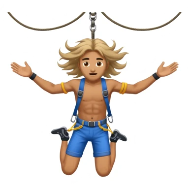 bungee jumping man face only with flying long hair sticker