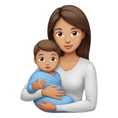 Exhausted Light brunette fit mom with baby boy sticker