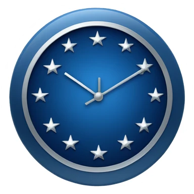 a sparkly dark blue clock with silver stars on it sticker