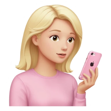blonde person talking on a pastel pink iPhone, side view sticker