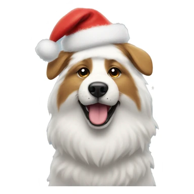 Fluffy dog wearing a Santa hat with lights sticker