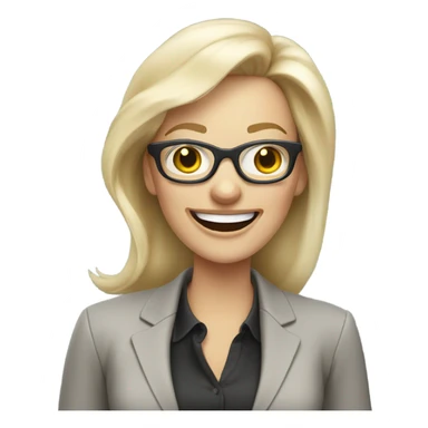 Pale blonde businesswoman wearing glasses on a phone call laughing  sticker