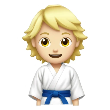 Blond boy kid judo with kimono sticker