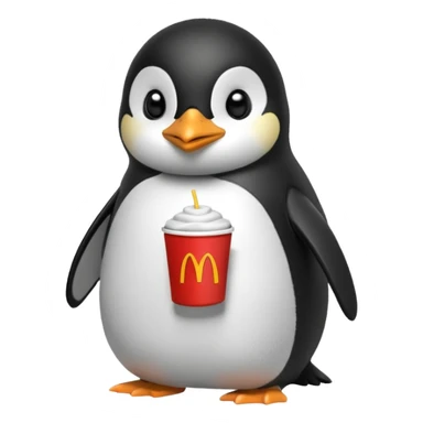 pinguino che mangia McDonald's  sticker