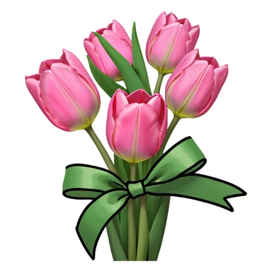 Pink tulips with a bow sticker