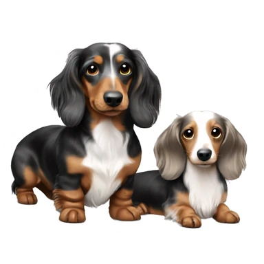 Twitter Tri Merle long haired Dachshunds together sticker