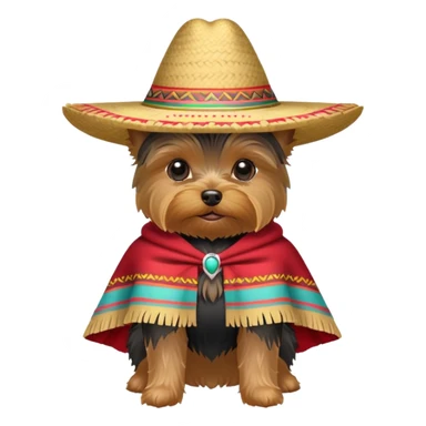 Yorkie sombrero and poncho  sticker