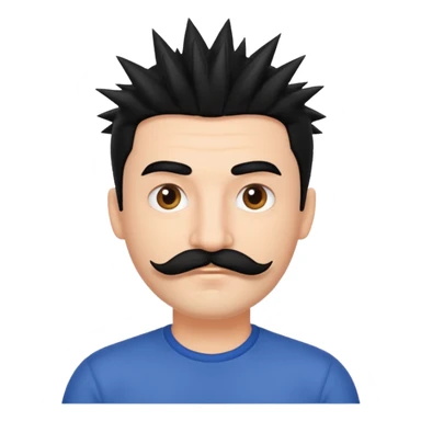 spiky haired mustached man sticker