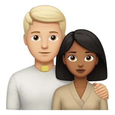 White blond man massages black haired brown woman from front view sticker