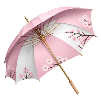 A beautiful pretty cute pastel pink and white umbrella-parasol with sakura patterns  sticker