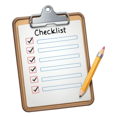 checklist on a clipboard with a pencil sticker