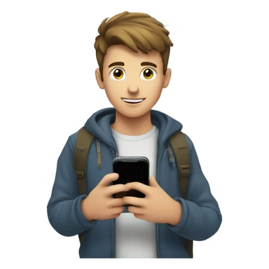 Guy texting emojis  sticker