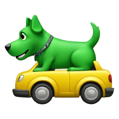 Green dog riding a car sticker